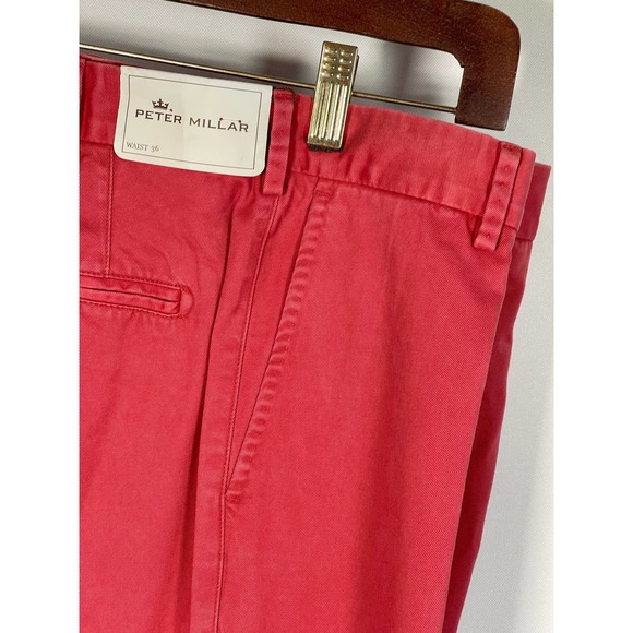 NEW NWT Peter Millar Washed Twill Flat Front Men's Pants Sport Red 36" x 37.5" - Picture 3 of 11